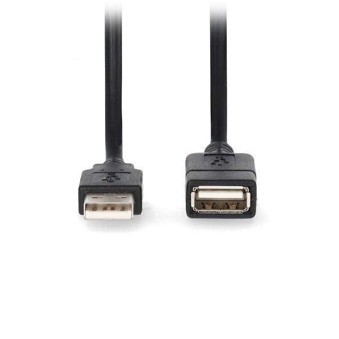 USB 2.0 cable, USB-A male - USB-A female, 2.00m black color. - NEDIS 233-2621