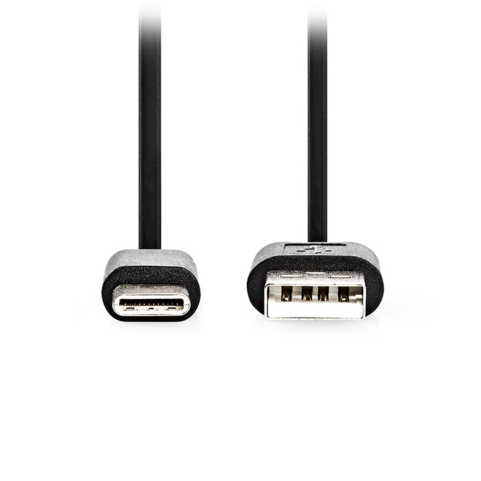 USB 2.0 cable, USB-A male - USB-C male 15W, 1.00m black color. - NEDIS 233-2636