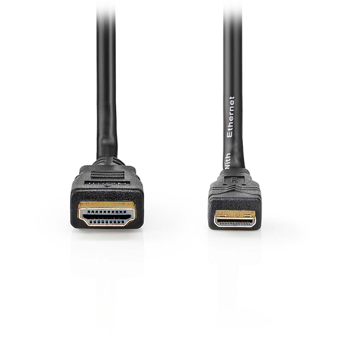 High speed HDMI cable with Ethernet 10.2Gbps, HDMI connector - HDMI mini connector, 1.50m in black color. - NEDIS 233-2641