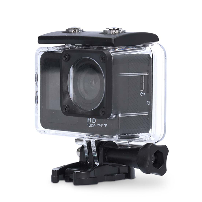 Action cam with dual screen 1080p@30fps, waterproof up to 30.0m black color. - NEDIS 233-2664