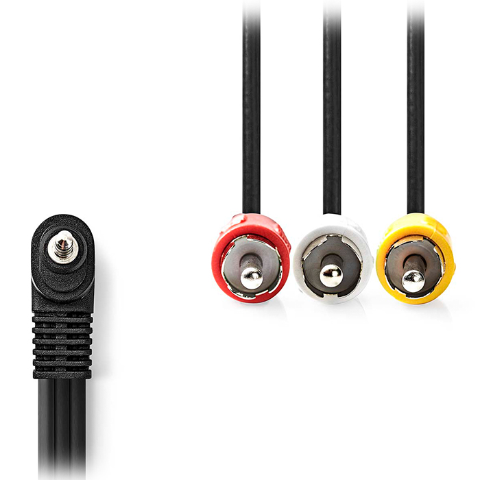 Audio video cable 3.5mm male - 3x RCA male, 1.00m black color. - NEDIS 233-2670