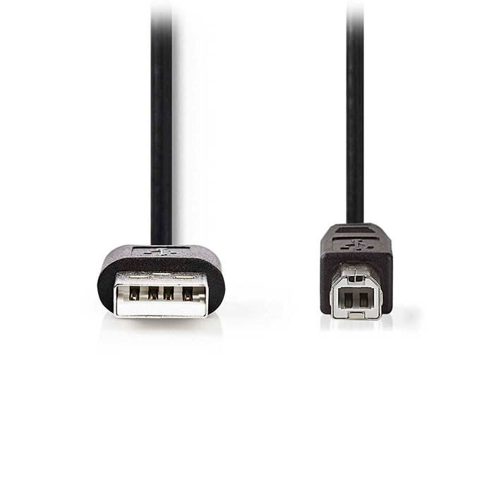 USB 2.0 cable USB-A male - USB-B male, 2.00m black color. - NEDIS 233-2674