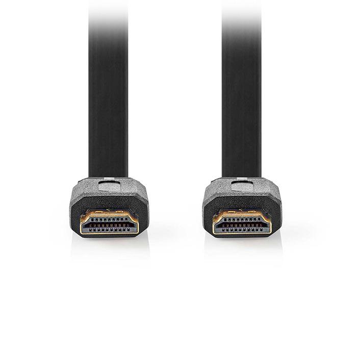 High Speed HDMI flat cable with ethernet HDMI male - HDMI male 4K@30Hz, 2.00m black color. - NEDIS 233-2683