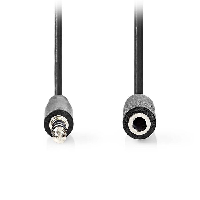 Stereo audio cable 3.5mm male - 3.5mm female, 1.00m black color. - NEDIS 233-2690