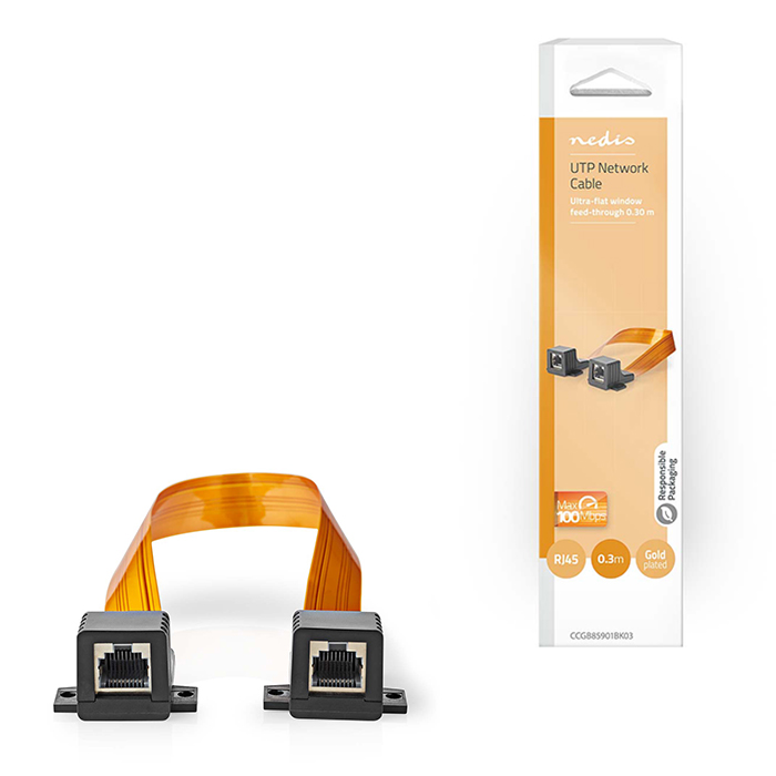 Nedis CAT5e cable UTP RJ45 (8P8C) female - RJ45 (8P8C) female, 0.30m orange / black color. - NEDIS 233-2705