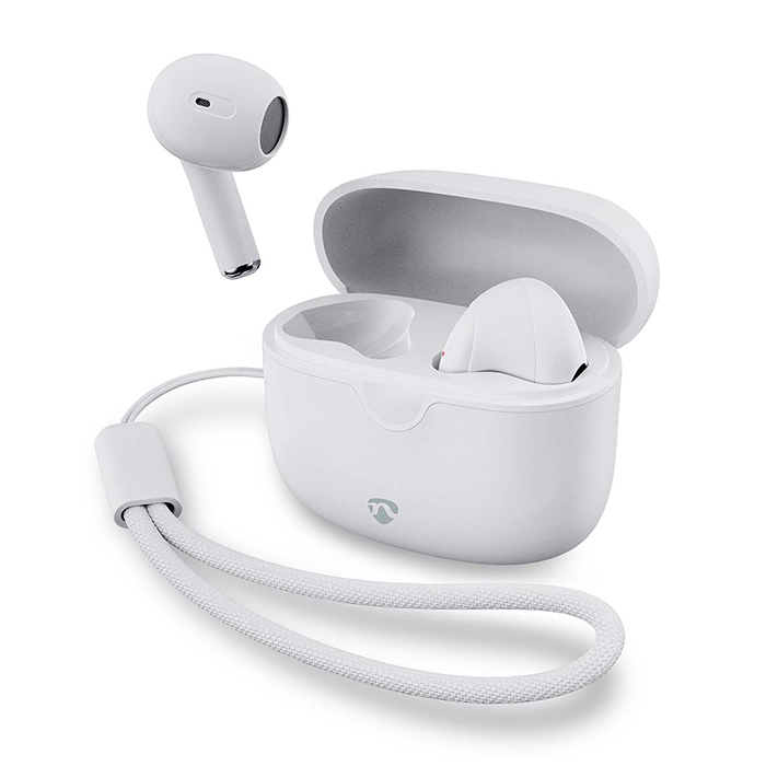 Fully wireless Bluetooth earphones with built-in microphone and voice control support, white color. - NEDIS 233-2708