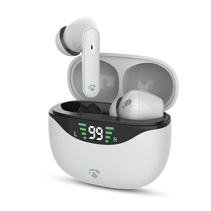 Fully wireless Bluetooth earphones with touch control and built-in microphone, white color. - NEDIS 233-2721