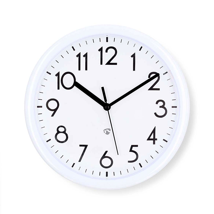 Wall clock 220mm, white color. - NEDIS 233-2739