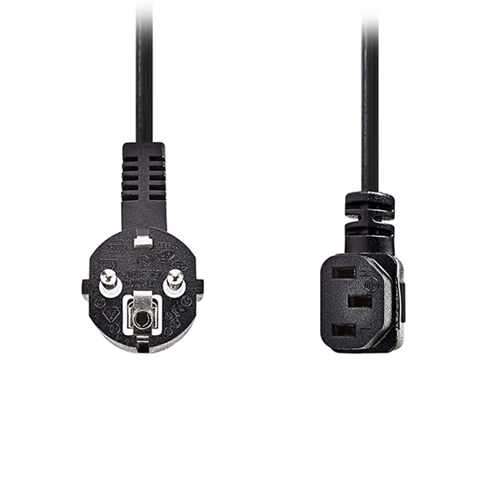 Power angled cable plug with earth contact male - IEC-320-C13, 5.00m black color. - NEDIS 233-2740