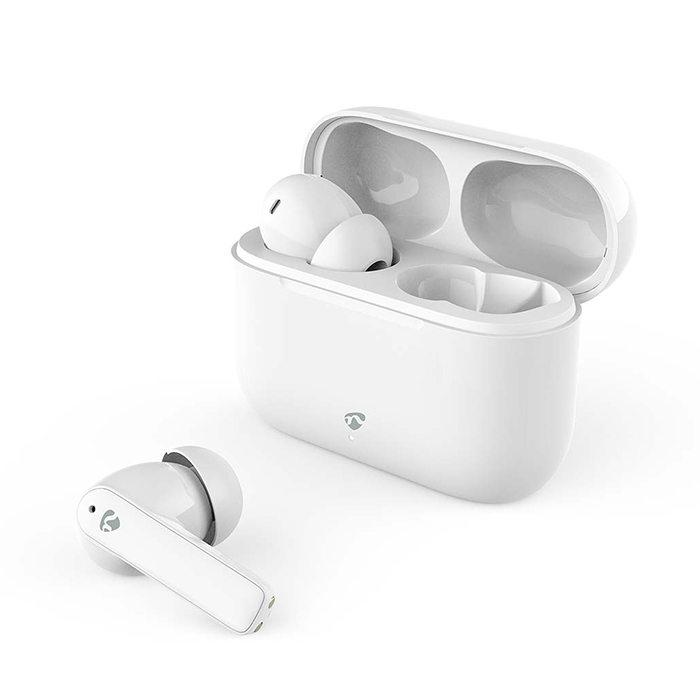 Fully wireless Bluetooth earphones with ENC, built-in microphone and IPX4, white color. - NEDIS 233-2743