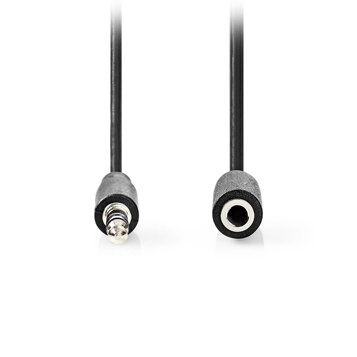 Stereo audio cable 3.5mm male - 3.5mm female, 2.00m black color. - NEDIS 233-2750