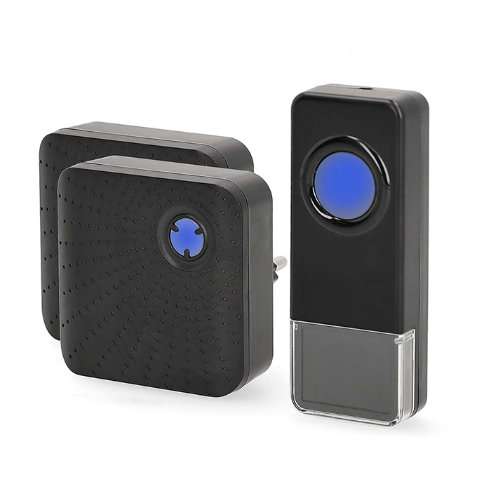 Wireless doorbell set with 2 receivers and 58 melodies in black color. - NEDIS 233-2765