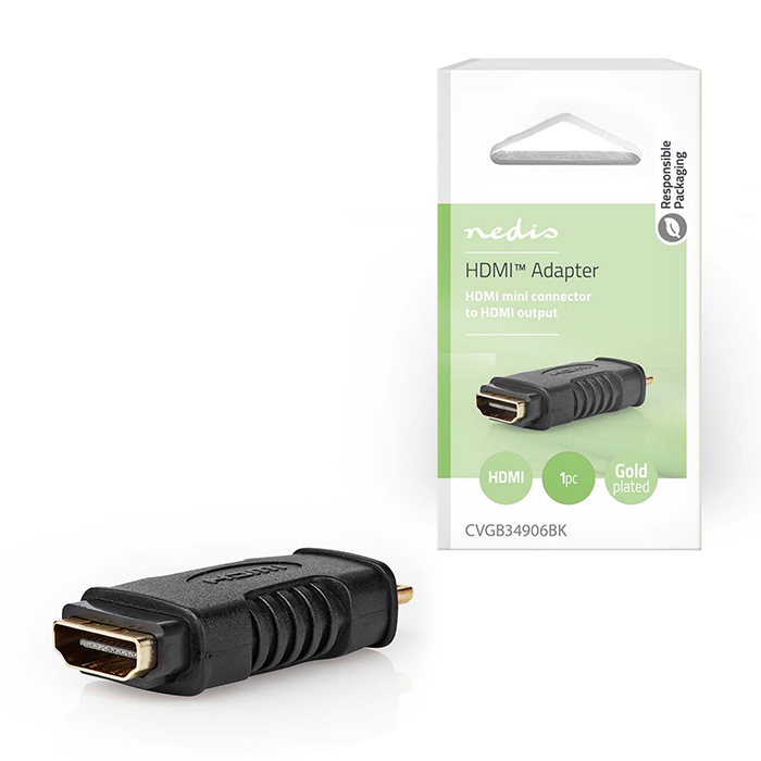 HDMI adapter, HDMI Mini male - HDMI output in black color. - NEDIS 233-2769