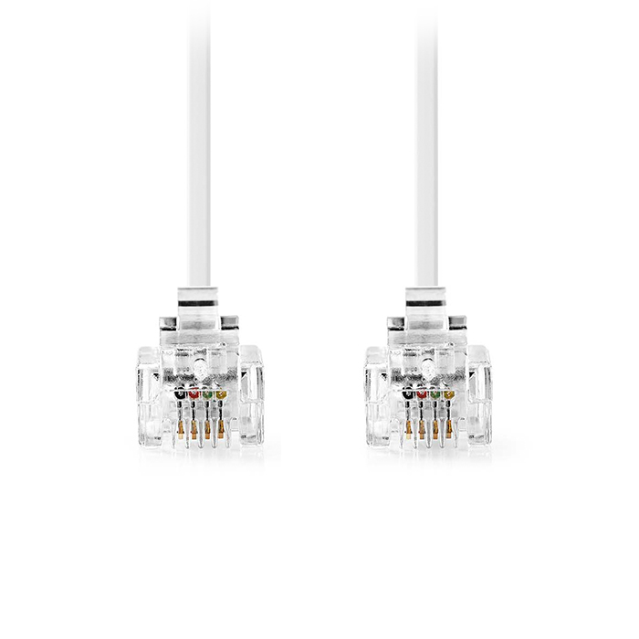 Telecom cable RJ11 male - RJ11 male, 5.00m white color. - NEDIS 233-2771