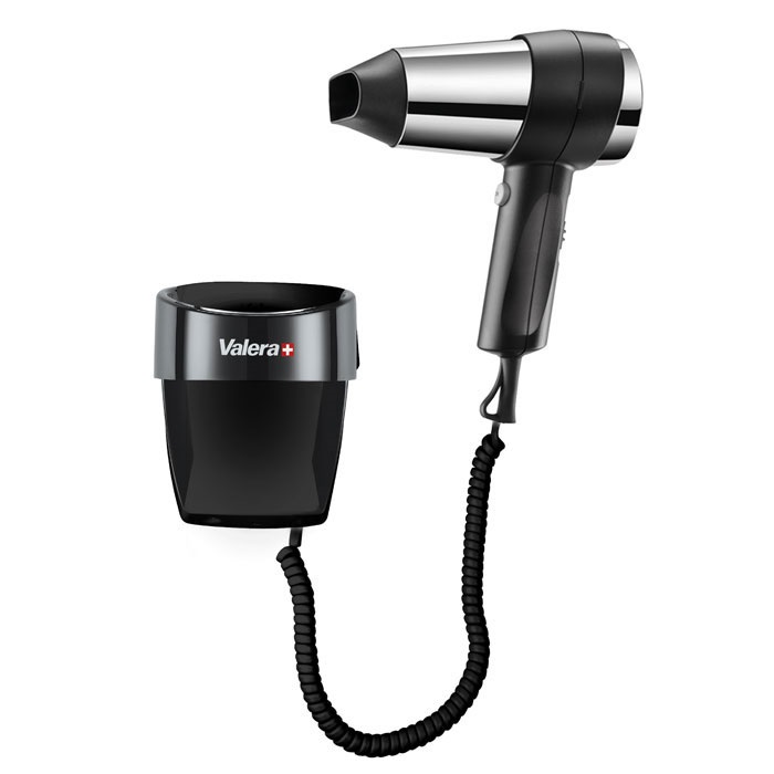 Wall mounted hairdryer with holder, black color. - VALERA 228-0029