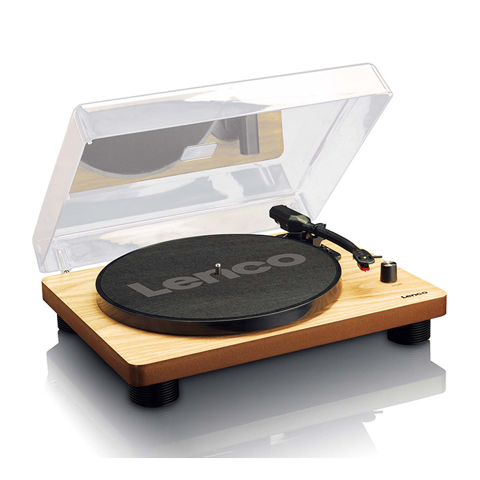 Turntable with built-in speakers and USB encoding, wood. - LENCO 246-0000
