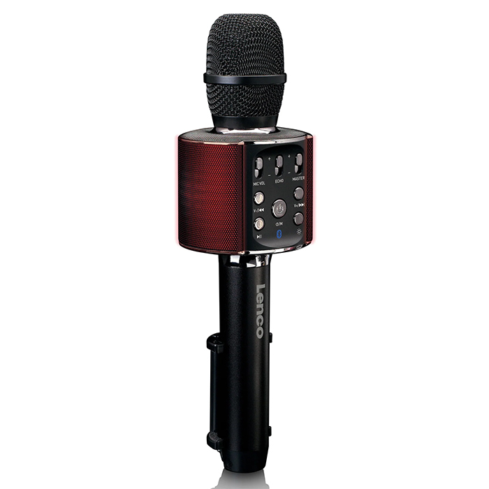 Bluetooth Karaoke microphone with speaker & lighting, black color. - LENCO 246-0009