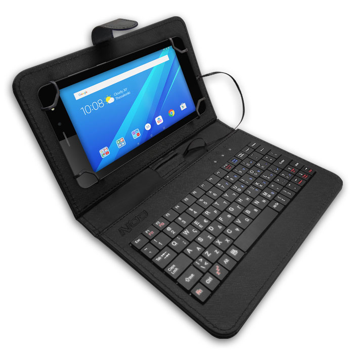 Universal 7" tablet protector and keyboard with Greek layout. - NOD 141-0090