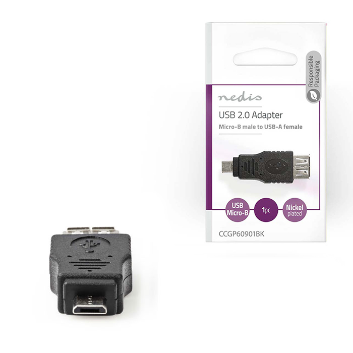 USB High-Speed Adapter Micro B Male - A Female - NEDIS 233-0240
