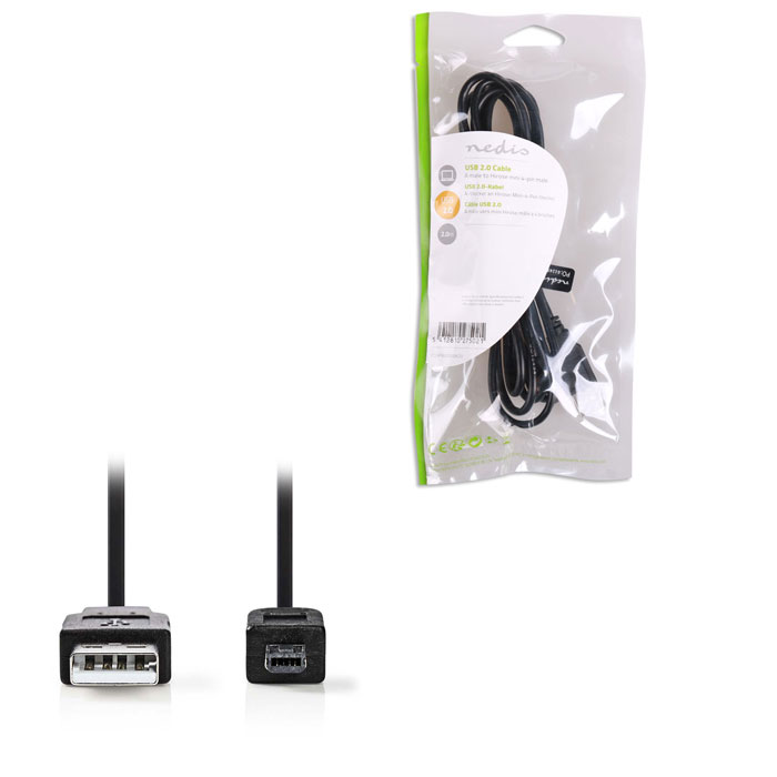 USB High-Speed Cable A Male - Mini 4-pin male 2.00m, black - NEDIS 233-0259