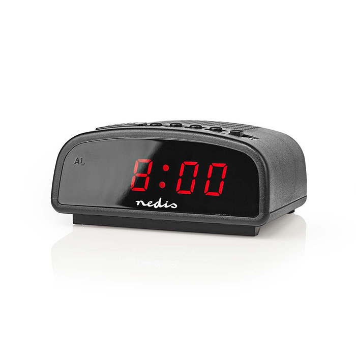 Digital desk alarm clock with LED display and snooze function, black color. - NEDIS 233-0520