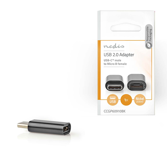 USB High-Speed Adapter Type-C Male - Micro B Female Black - NEDIS 233-0649