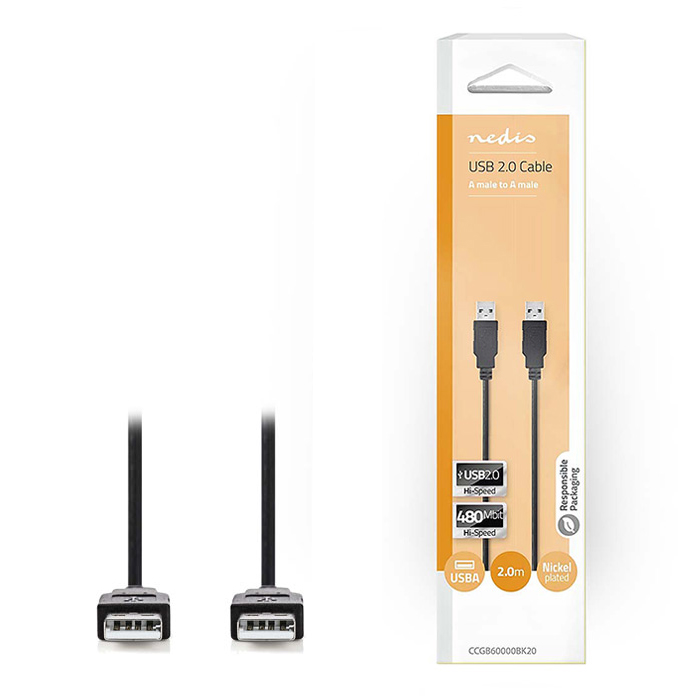 USB High-Speed Cable A Male - A Male 2.00m Black - NEDIS 233-0860