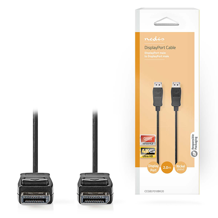 DisplayPort 1.2 Cable DisplayPort Male - DisplayPort Male 2.0 m Black - NEDIS 233-1519