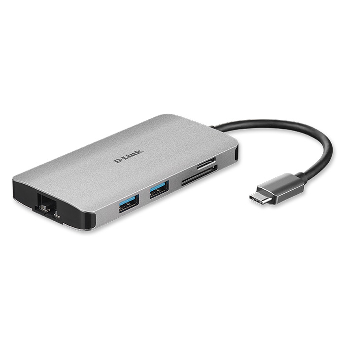8-in-1 USB-C Hub with HDMI/Ethernet/Card Reader/Power Delivery. - D-LINK 215-0187