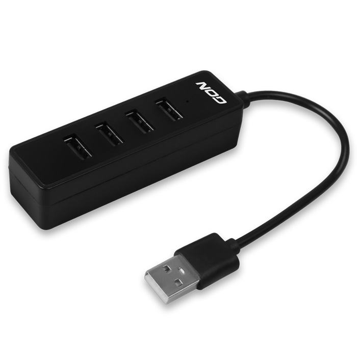 4-ports USB 2.0 hub, black color. - NOD 141-0167