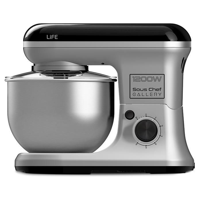 Kitchen machine with 5L inox mixing bowl in black-sliver color. - LIFE 221-0296