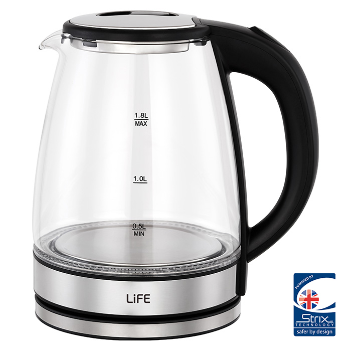 Glass Electric Kettle 1.8L, 2200W. - LIFE 221-0323