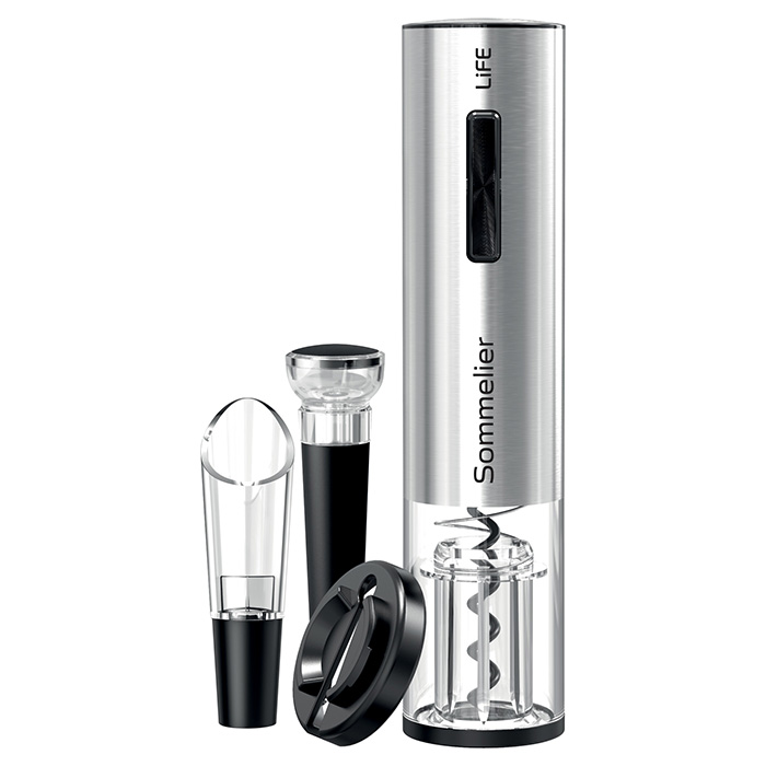 Rechargeable electric corkscrew with 3 accessories. - LIFE 221-0330