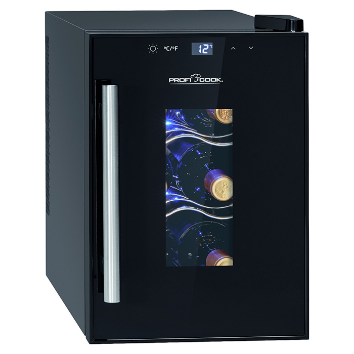 Glass door refrigerator, black color. - PROFI COOK 153-0176