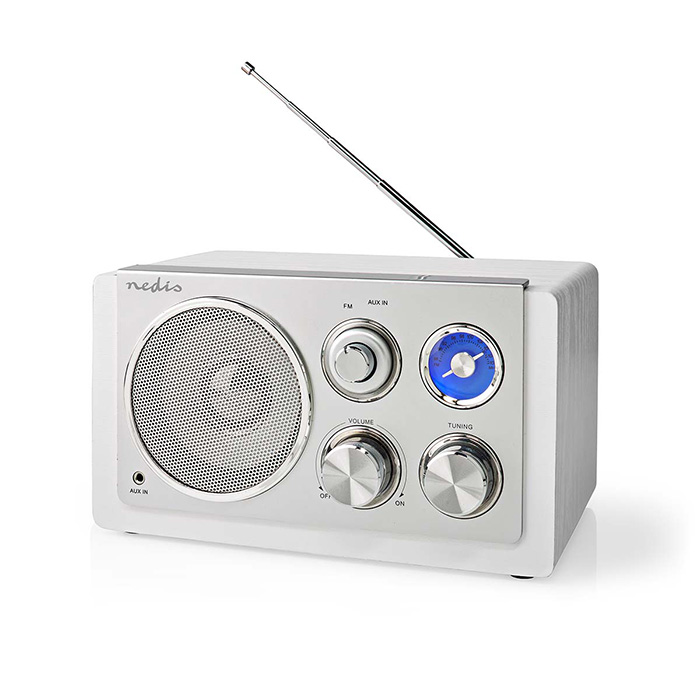 FM Radio table Design, 15W in white / silver color. - NEDIS 233-2214