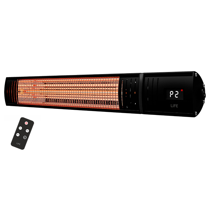 Wall-mounted heater for professional use, with gold halogen tube and remote control, 2000W. - LIFE 221-0334
