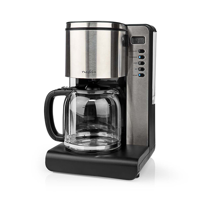 Coffee maker 1.5L, aluminium / black. - NEDIS 233-2238
