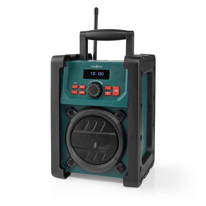 Jobsite DAB+ / FM Radio with Bluetooth, black / green color. - NEDIS 233-2264