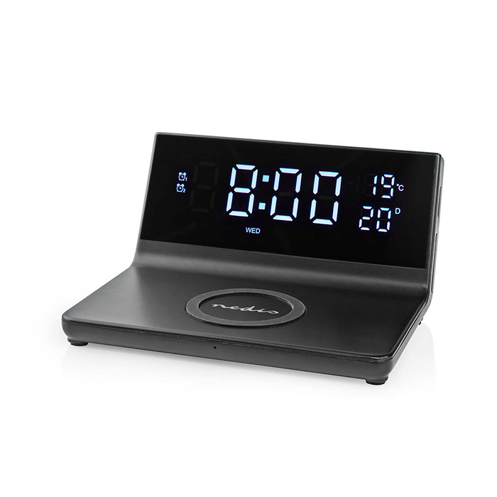 Alarm clock with wireless charging with Qi certified, 5 / 7.5 / 10 / 15W. - NEDIS 233-2265