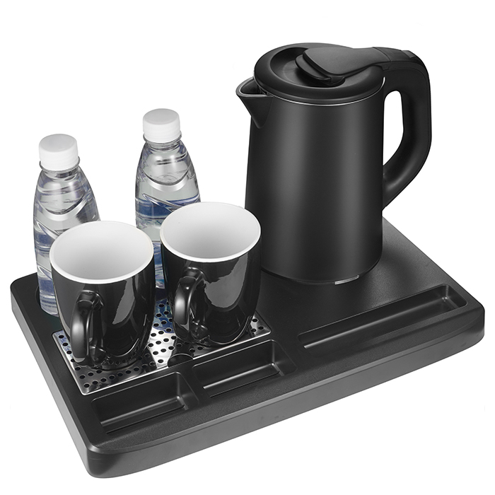 Welcome tray for hotels with 0.8L water kettle, 1360W and 2 ceramic cups. - LIFE 221-0343