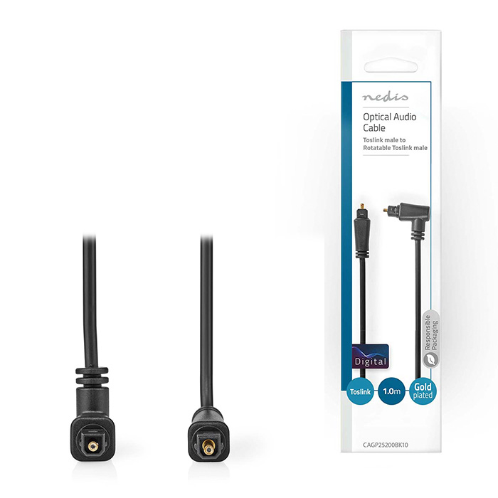 Optical audio cable, TosLink male - rotatable TosLink male 1.00m in black color. - NEDIS 233-2295