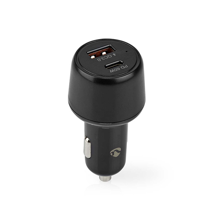 Car Charger 2.0 / 3.0 / 3.25A with 2 ports USB-A / USB-C, 65W. - NEDIS 233-2324