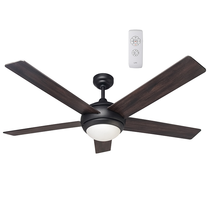 Ceiling fan with light and remote control, 60W. - LIFE 221-0354