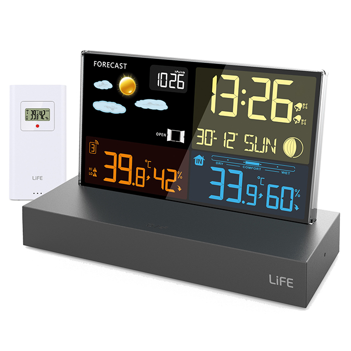 Weather station with frameless display and outdoor wireless sensor. - LIFE 221-0357