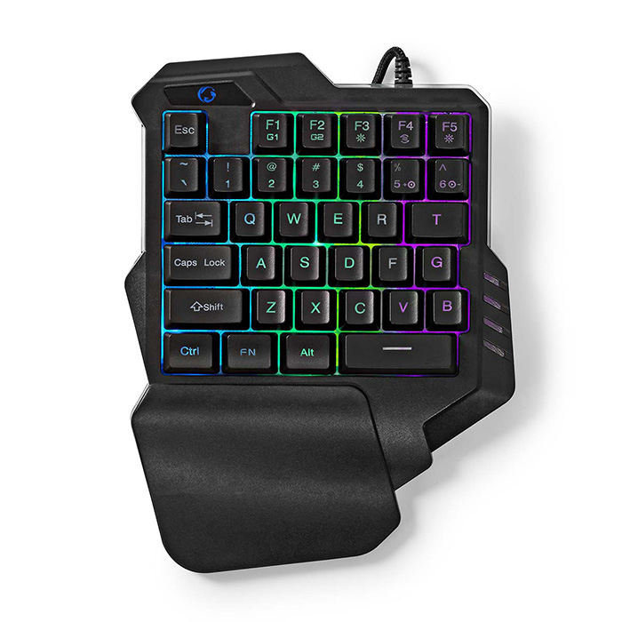 Wired Gaming Keyboard USB, RGB and single-handed. - NEDIS 233-2365