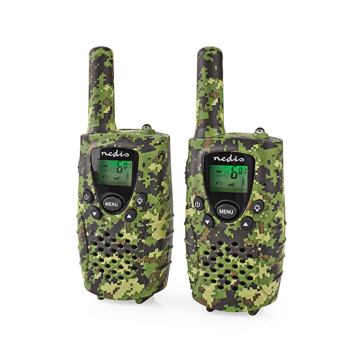 Walkie-Talkie set with 2 handsets up to 8km, camo pattern. - NEDIS 233-2373