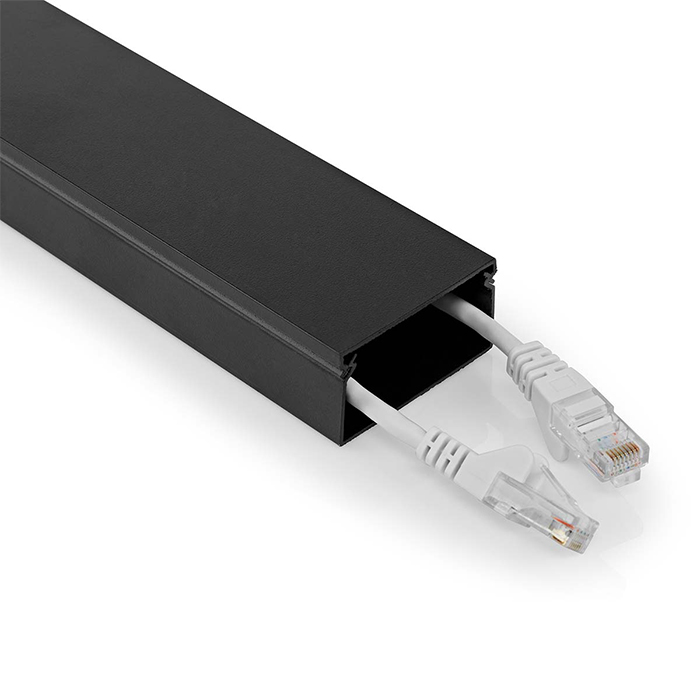 Cable management duct with maximum cable thickness: 25mm, black. - NEDIS 233-2396