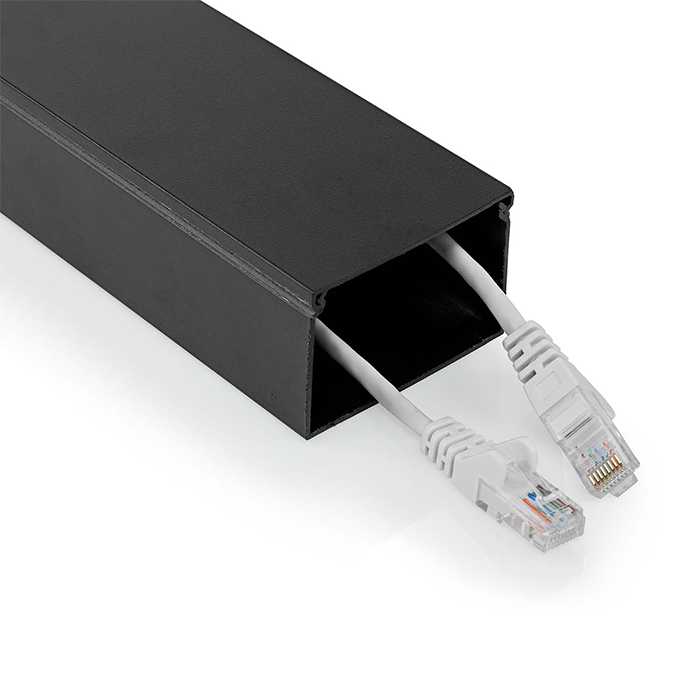 Cable management duct, with maximum cable thickness: 40mm, black. - NEDIS 233-2397