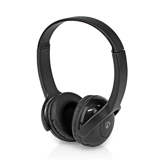 Wireless On-Ear Headphones with built-in microphone, black. - NEDIS 233-2412