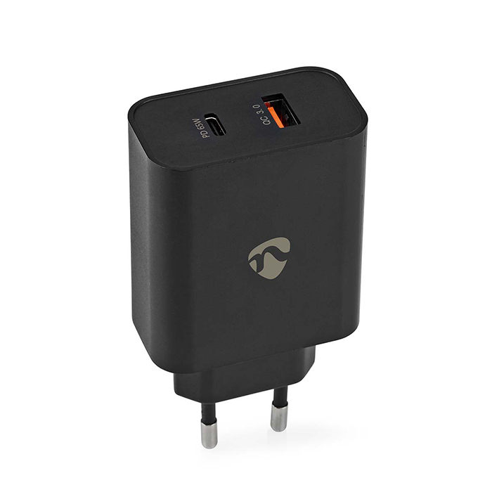 Wall Charger with 2 outputs: 2 ports USB-A / USB-C, 65W. - NEDIS 233-2413